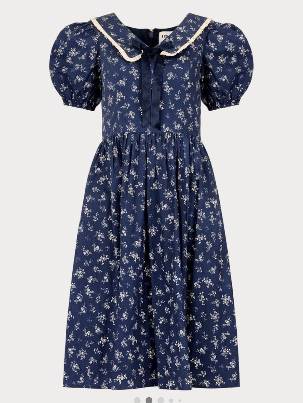 JessaKae Rory Dress In Navy Floral Sailor Dress with Cream Trim